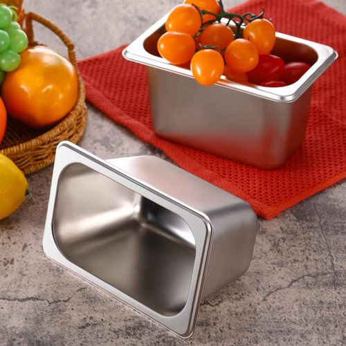 Thenshop 10 Pack 1/9 Size Stainless Steel Hotel Pans 4" Deep – Metal Steam Table Catering Trays for Commercial Restaurant Buffet Kitchen Food Service Containers, 0.8 mm Thick(Standard Style)