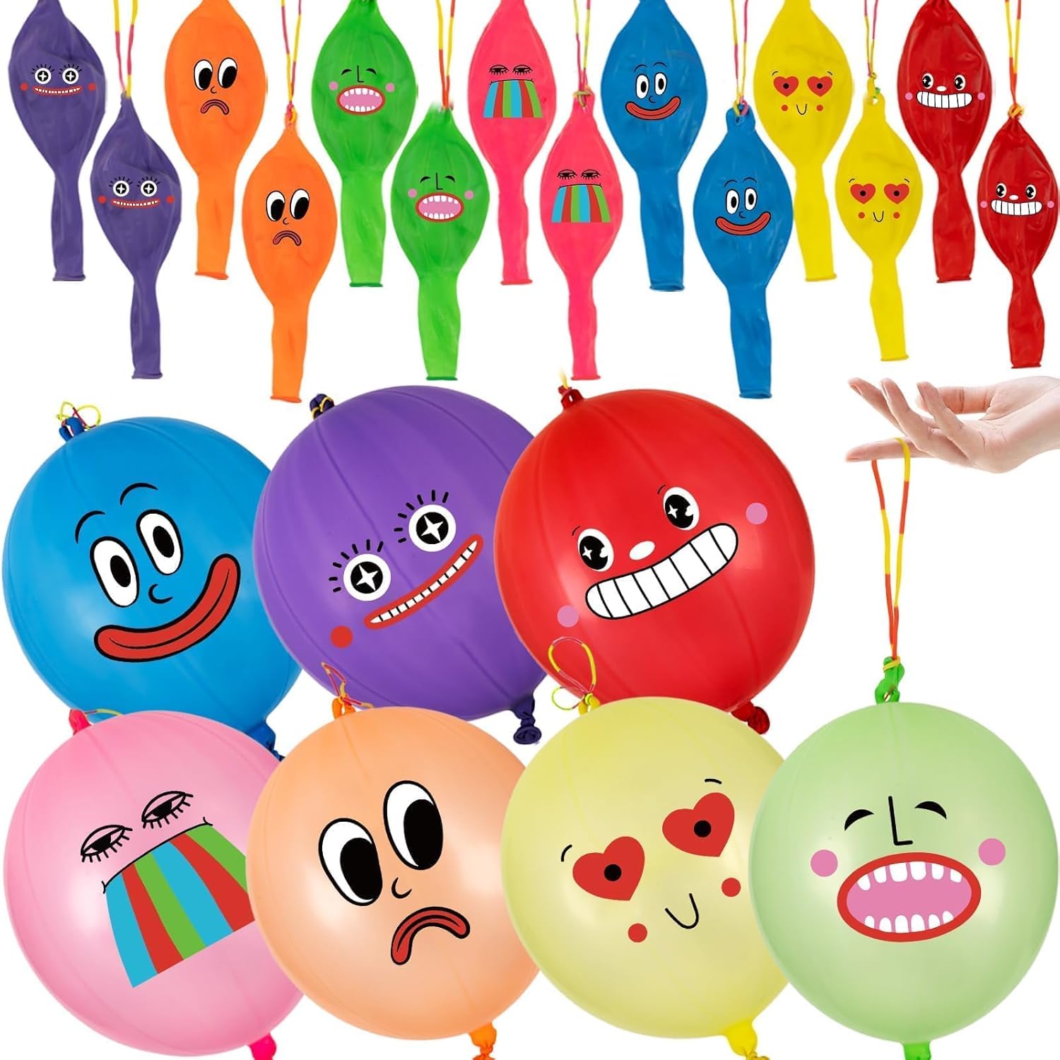 VABAMNA Punch Balloons - 30 Pack Neon Party Favors for Kids | 18 Inch Birthday Game Supplies