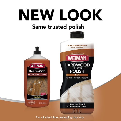 Weiman Wood Floor Polish and Restorer 32 Oz 3PC Bundle - High-Traffic Hardwood Floor, Natural Shine, Removes Scratches, Leaves Protective Layer
