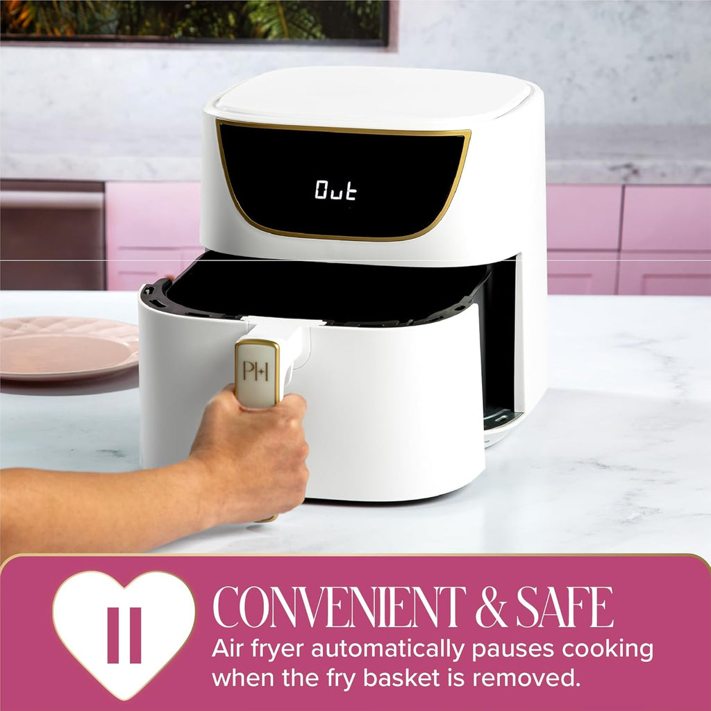 Paris Hilton Air Fryer - 6-Quart Nonstick Capacity | 8-in-1 Touchscreen, Dishwasher Safe, White