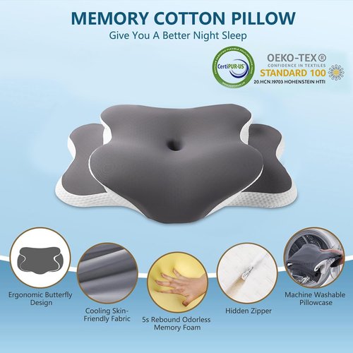 Ergo Pillow for Sleep Apnea, Neck Pain, and Snoring Relief | Cervical Neck Pillow for Side Sleepers | Orthopedic Memory Foam with Ergonomic Support