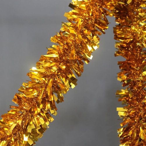 33Ft Christmas Tinsel Garland Shiny Thick Gold Tinsel Decor Xmas Tree Decorations Metallic Twist Foil Garland for Christmas Birthday Holiday New Year Parties Indoor Outdoor Party Supplies - Gold