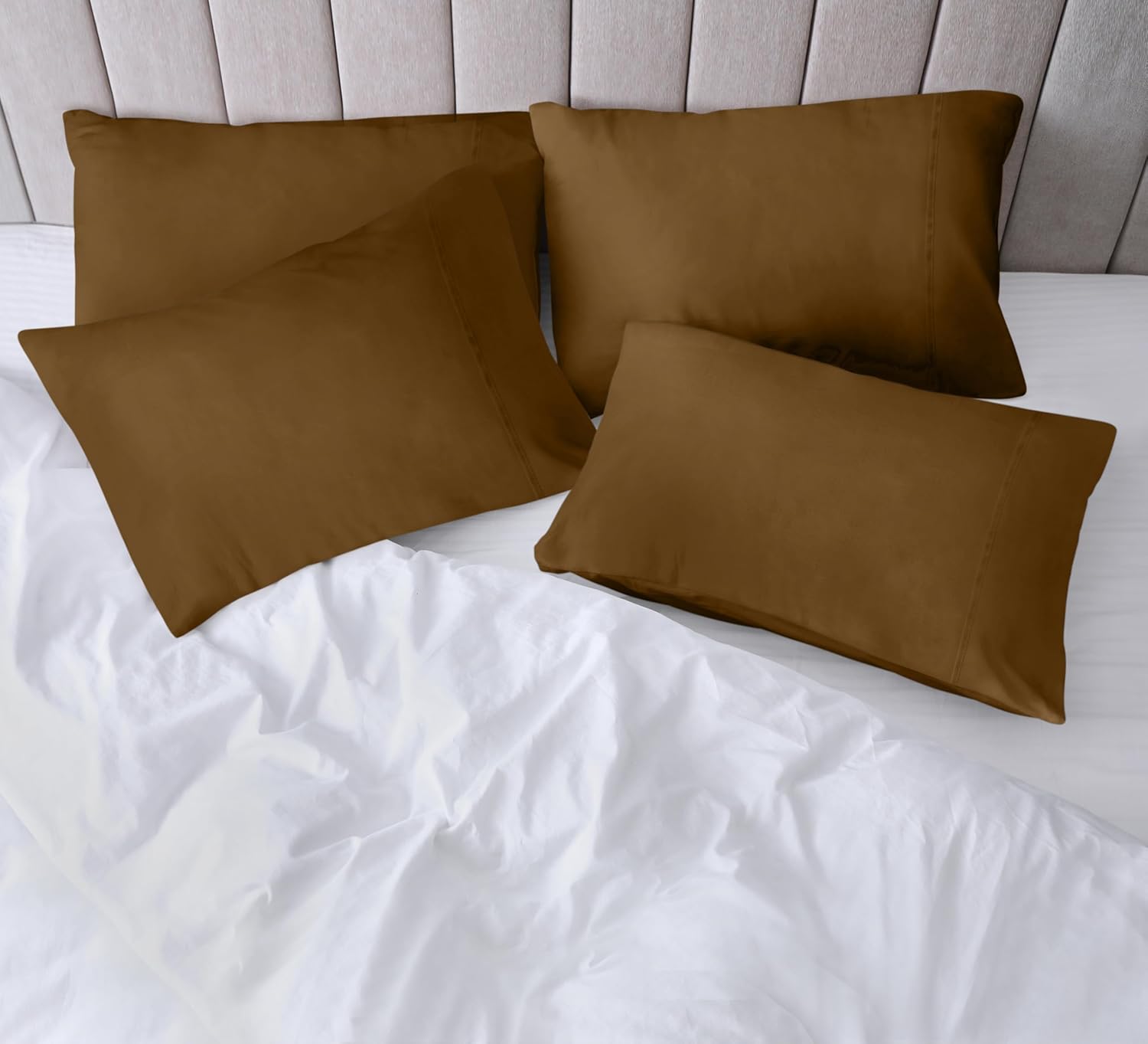 Utopia Bedding Standard Pillow Cases - Soft Brushed Microfiber - 4 Pack | Fade Resistant 20 x 26 Inches (Mocha)