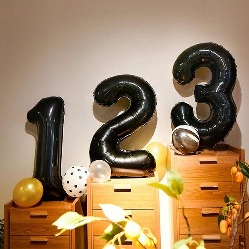 Black Number 40 Birthday Balloons - 40 Inch Large Mylar Foil 4 & 0 for 40th Birthday Party Decor