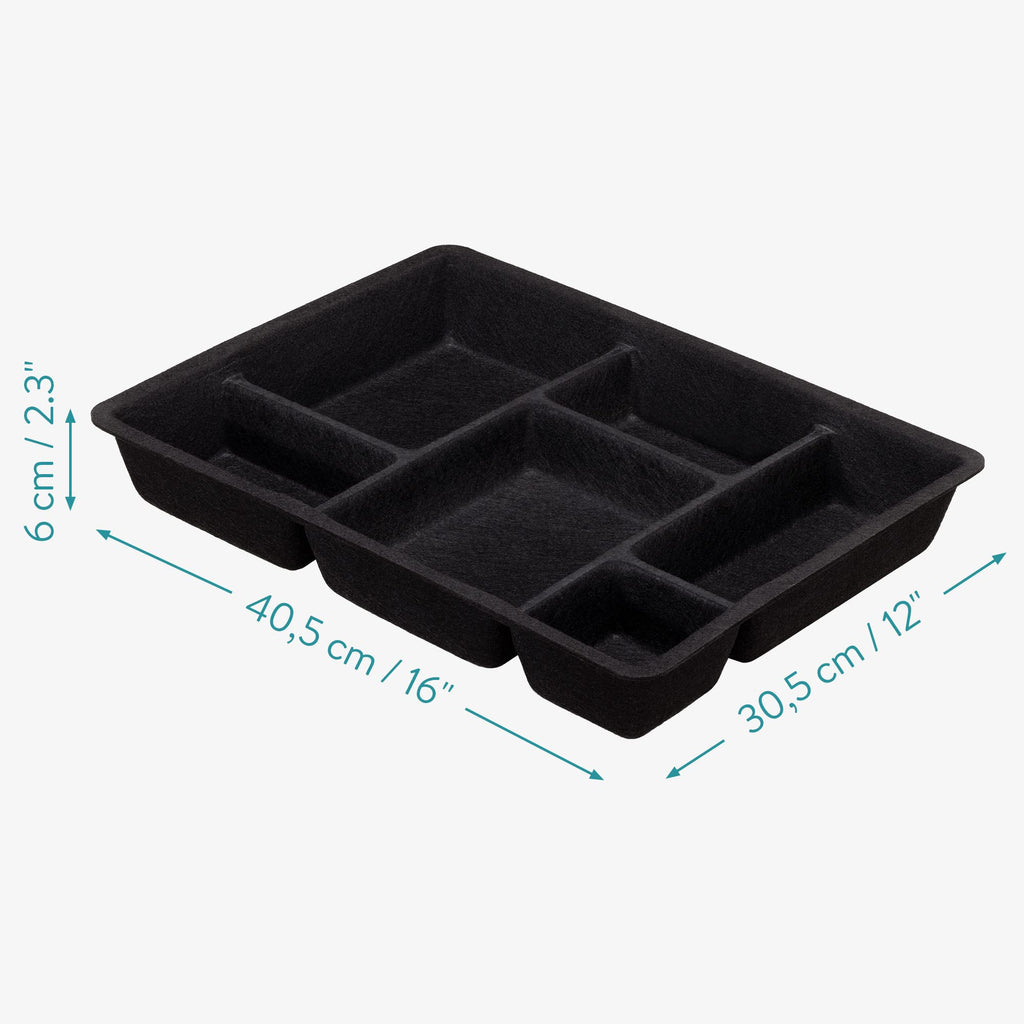 Navaris Felt Drawer Organizer Tray - Tidy Desk Drawers, Office Supplies, Jewelry, Cosmetics, Small Personal Items and Accessories - Black