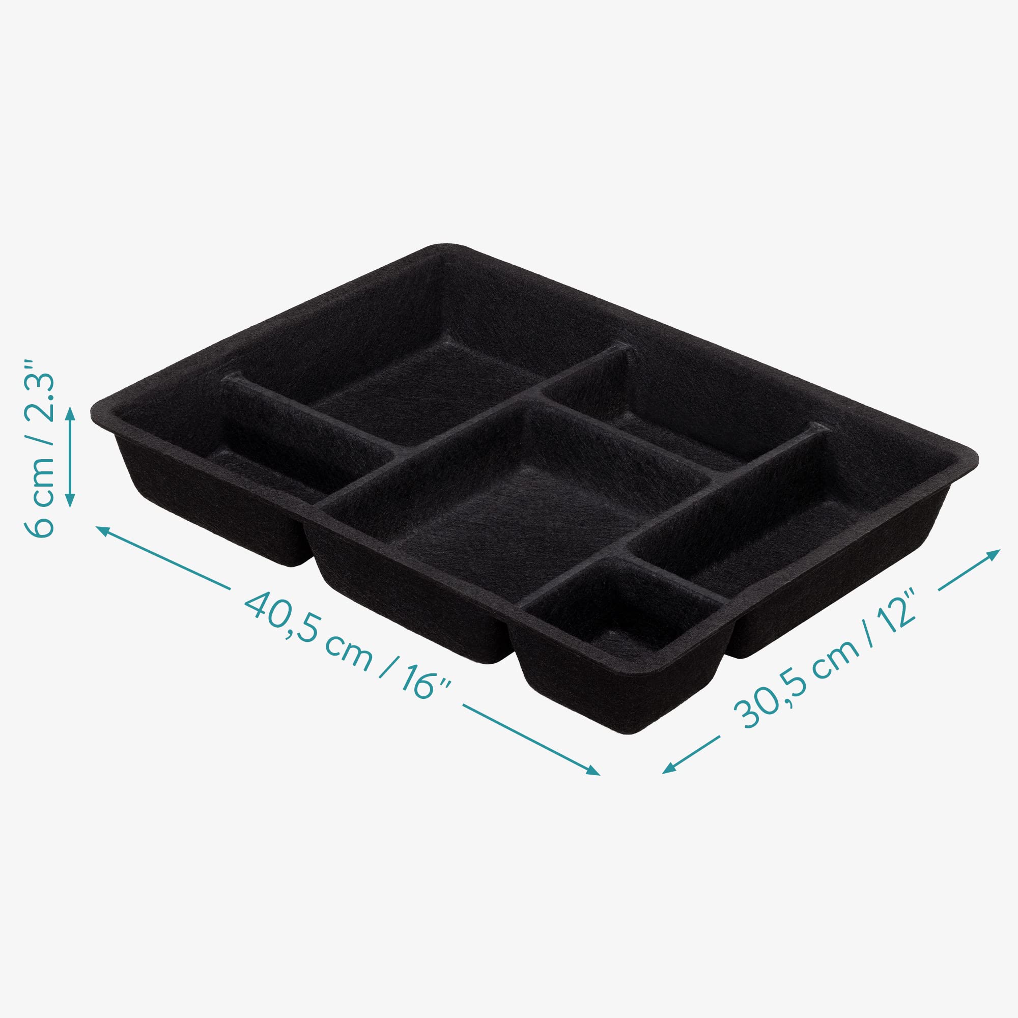 Navaris Felt Drawer Organizer Tray - Tidy Desk Drawers, Office Supplies, Jewelry, Cosmetics, Small Personal Items and Accessories - Black