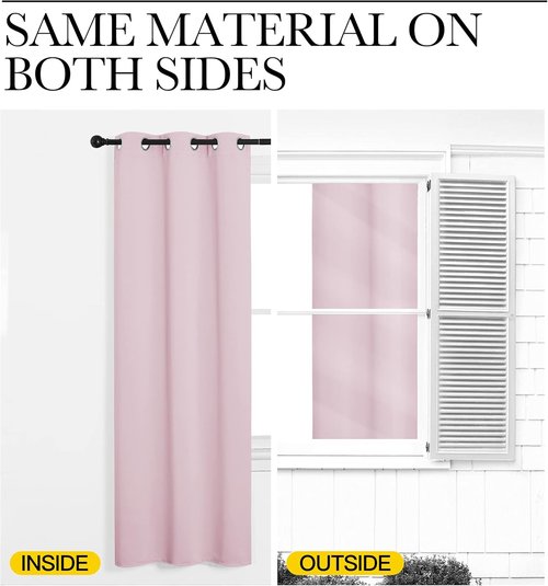 NICETOWN Baby Pink Blackout Curtains - Thermal Insulated 90-Inch Long Drapes | 2 Panels, 55" Wide for Living Room