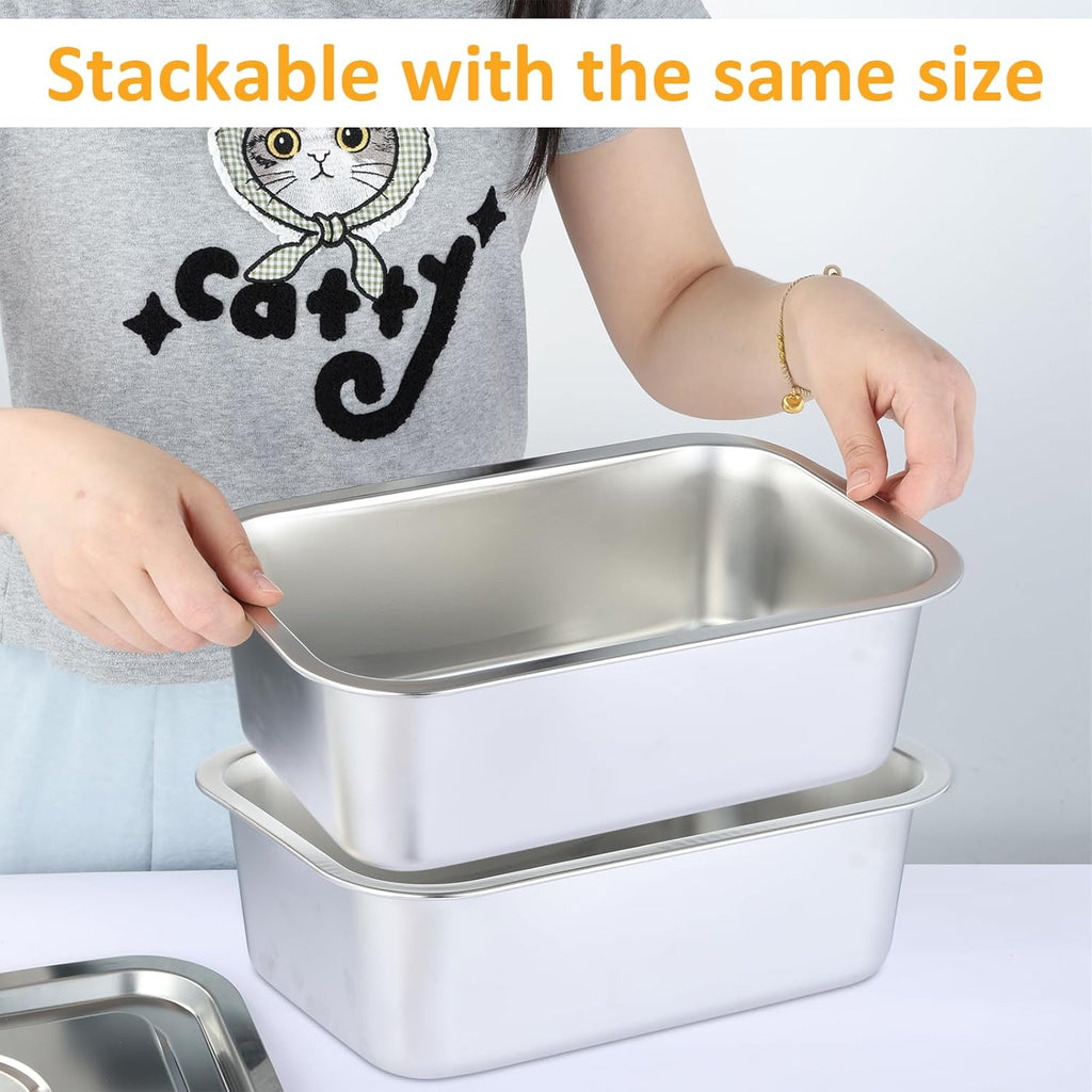 Skiennix 4-Inch Extra Deep Lasagna Baking Pan - 304 Stainless Steel with Lid, 8.7x12.6 Inch | Perfect for Casseroles and Roasting