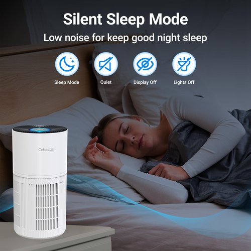 Air Purifiers for Home Large Rooms, Cobectal Air Cleaner with H14 True HEPA 3-in-1 Filter Covers up to 1650ft², Air Quality Sensor, Aroma Function & Sleep Mode, Pet Air Purifier, White