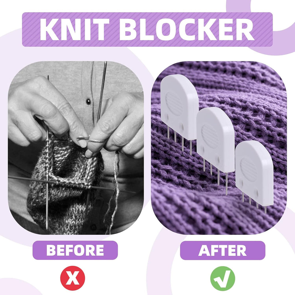 Skiennix Knit Blockers Kit - 20Pcs Blocking Combs & Pins for Knitting, Crochet, Lace Projects
