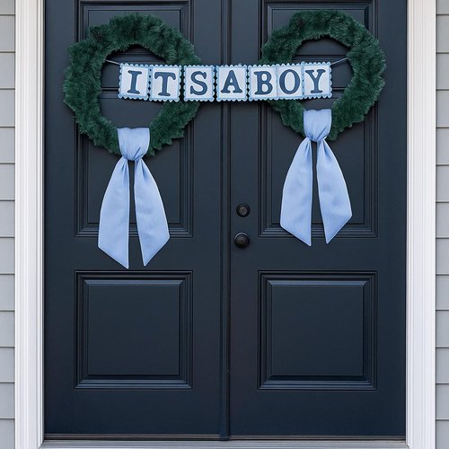 Blue Striped Wreath Sash by [Brand Name] - 5.12" Wide x 54.33" for Baby Showers & Summer Decor