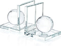 Skiennix Crystal Bookends - L-Shape Non-Skid Heavy-Duty Book Holders | 4-Inch Clear Decorative Ornaments