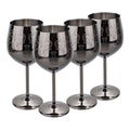 MeowvCraft Wine Glasses Stainless Steel Set of 4, 17oz Black Etched Goblets with Intricate Baroque Engravings, Royal Style Lightweight Shatterproof Wine Cups Gift for Home, Restaurant, Bar, Outdoor