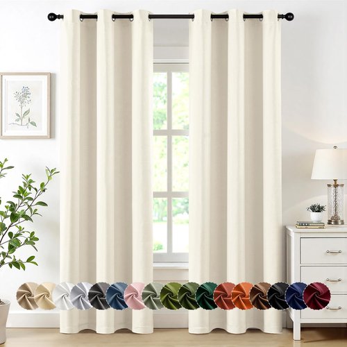 MIULEE Birch Blackout Curtains - Thermal Insulated Room Darkening Drapes | 84 Inches Long, 2 Panels