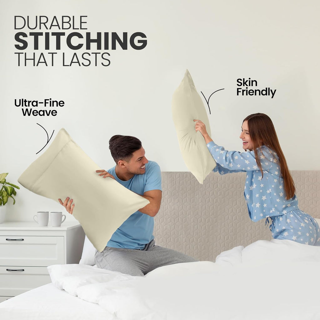 Utopia Bedding Queen Pillow Cases - Soft Brushed Microfiber - 2 Pack, Envelope Closure, Ivory 20x30 Inches