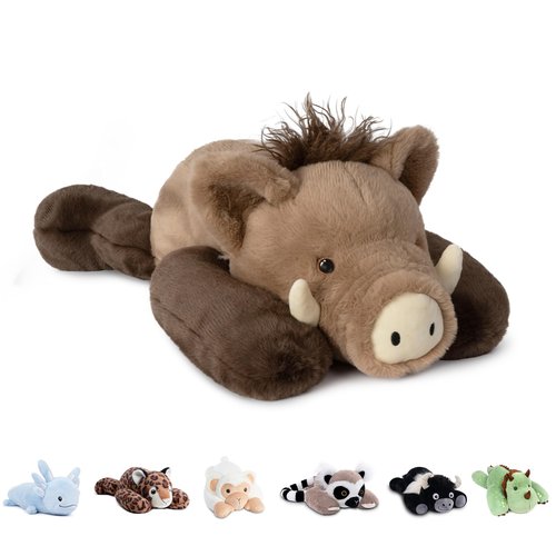 Niuniu Daddy 20" | 3.3 Pound Wild Boar Weighted Pig Stuffed Animals for Kids Adults, Large Wild Boar Weighted Body Pillow for Sleeping, Fluffy Pig Plush Toy for Birthday Christmas Holiday Presents
