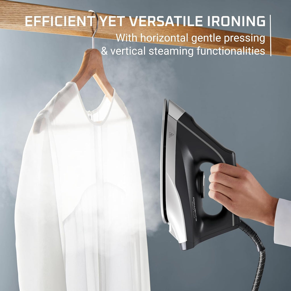Rowenta Steam Iron Station - Professional Clothes Steamer with Stainless Steel Soleplate, 57 Oz, 1750 Watts, Black/Green