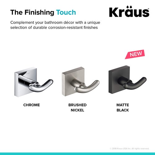 Kraus Ventus Bathroom Robe and Towel Double Hook, Chrome Finish, KEA-17702CH