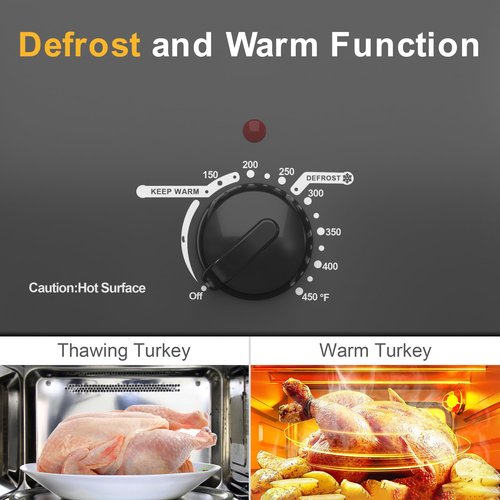 SUNVIVIPRO Roaster Oven, Electric Roaster Oven with Viewing Lid, Large Roaster with Removable Pan & Rack, Turkey Roaster with Unique Defrost/Warm Function, Stainless Steel, Grey, 20QT