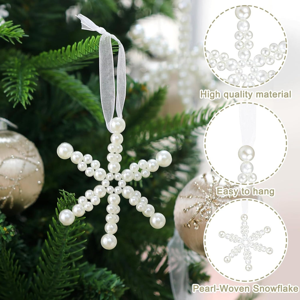 Beeveer 12 Pcs White Snowflake Ornaments - Elegant Hanging Decor for Christmas Trees & Winter Celebrations