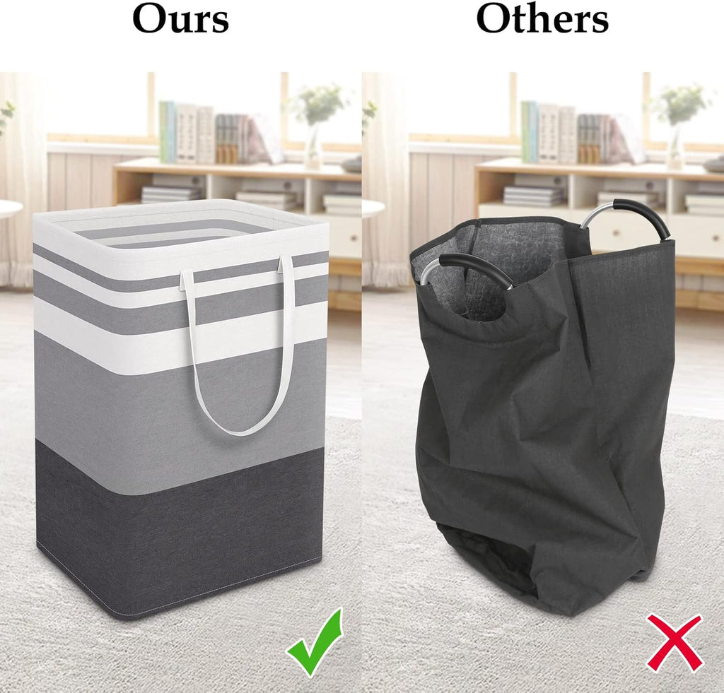 StorageRight Large Laundry Basket - Collapsible Hamper with Easy Carry Handles | 75L Gradient Grey for Bedroom, Dorm, Towels, Toys