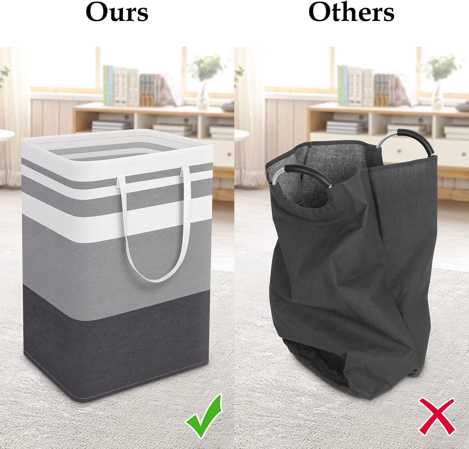 StorageRight Large Laundry Basket - Collapsible Hamper with Easy Carry Handles | 75L Gradient Grey for Bedroom, Dorm, Towels, Toys