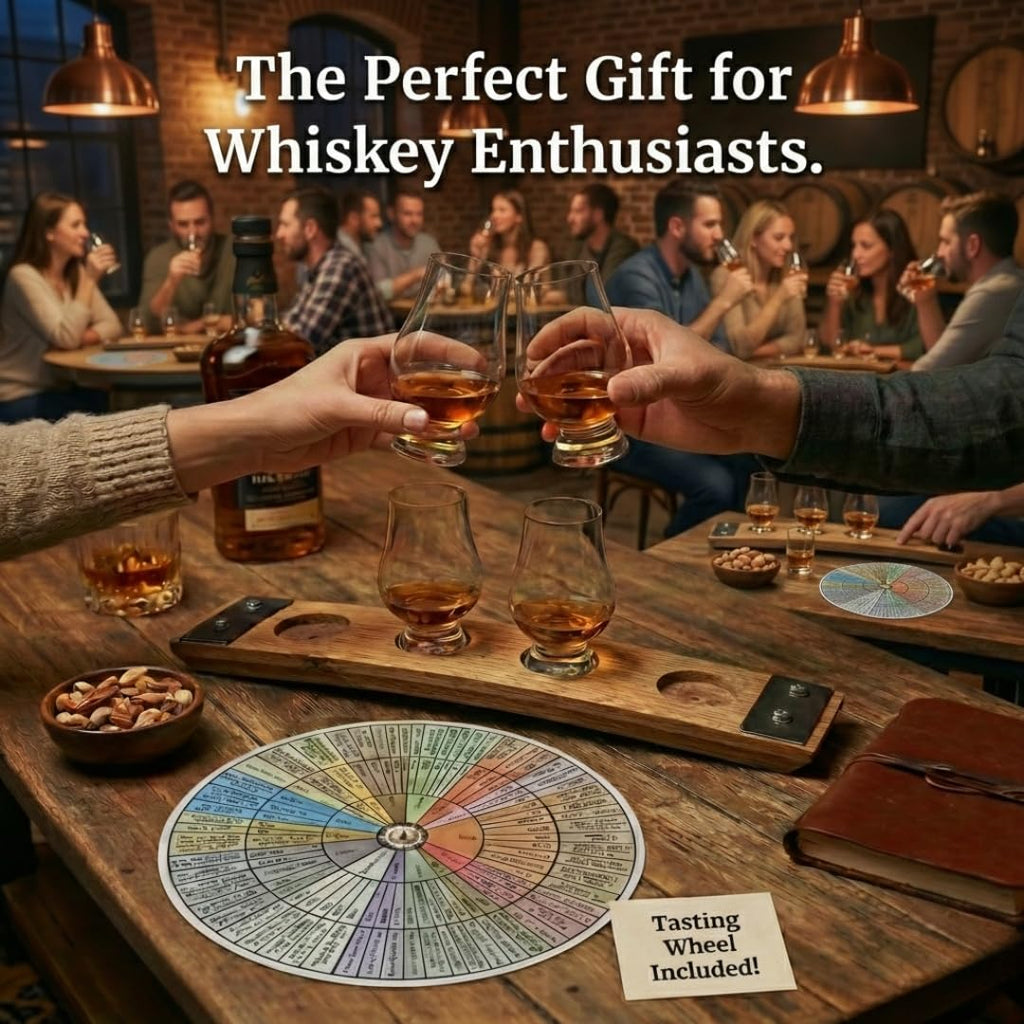 Barrel-Art Barrel Stave Premium 4 Glass Whiskey Flight Serving Tray No Glasses Included, Natural