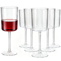 Ciaell 12 PCS Plastic Ribbed Wine Glasses - 10 OZ Plastic Square Wine Glasses with Stem - Disposable Champagne Cups for Parties & Weddings & Party