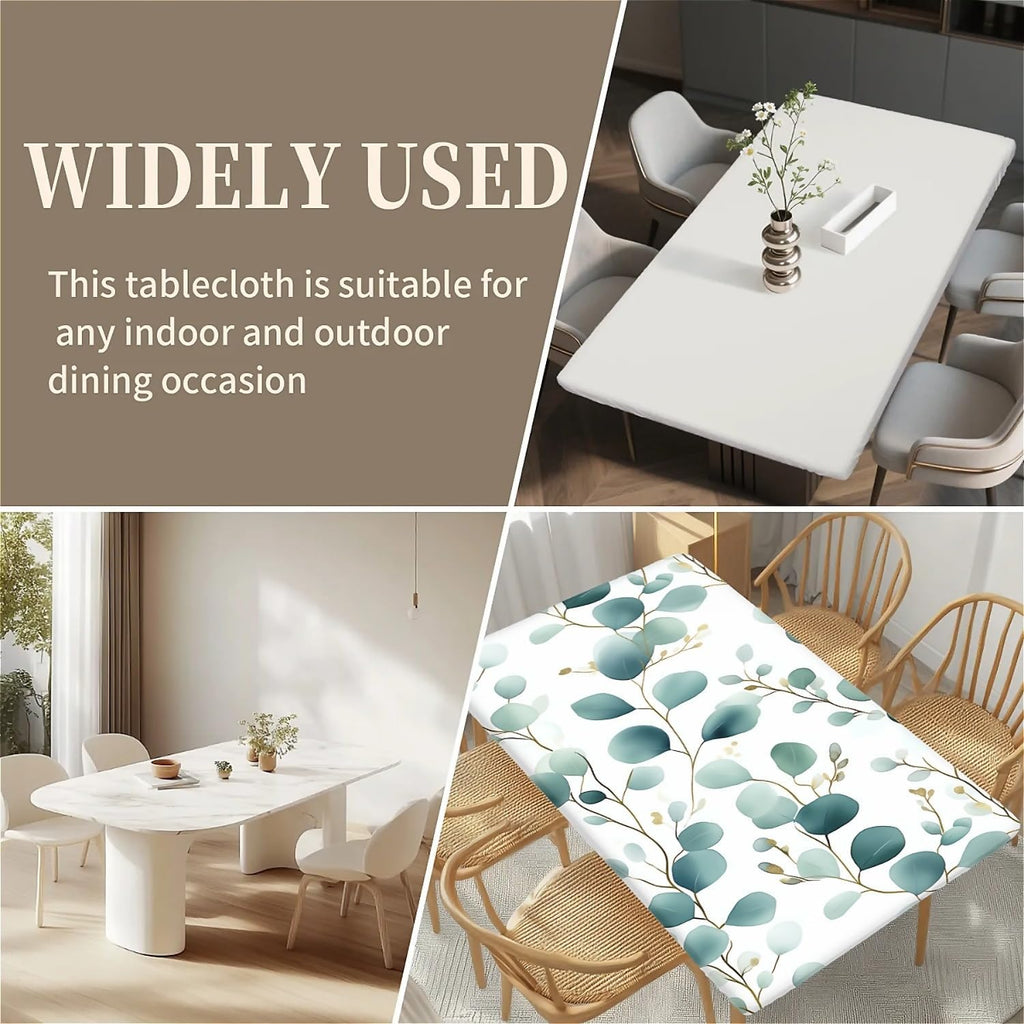 Skiennix Rectangle Wipeable Tablecloth - Fitted Waterproof Design for 6-Foot Tables | 30"x48", Leaves