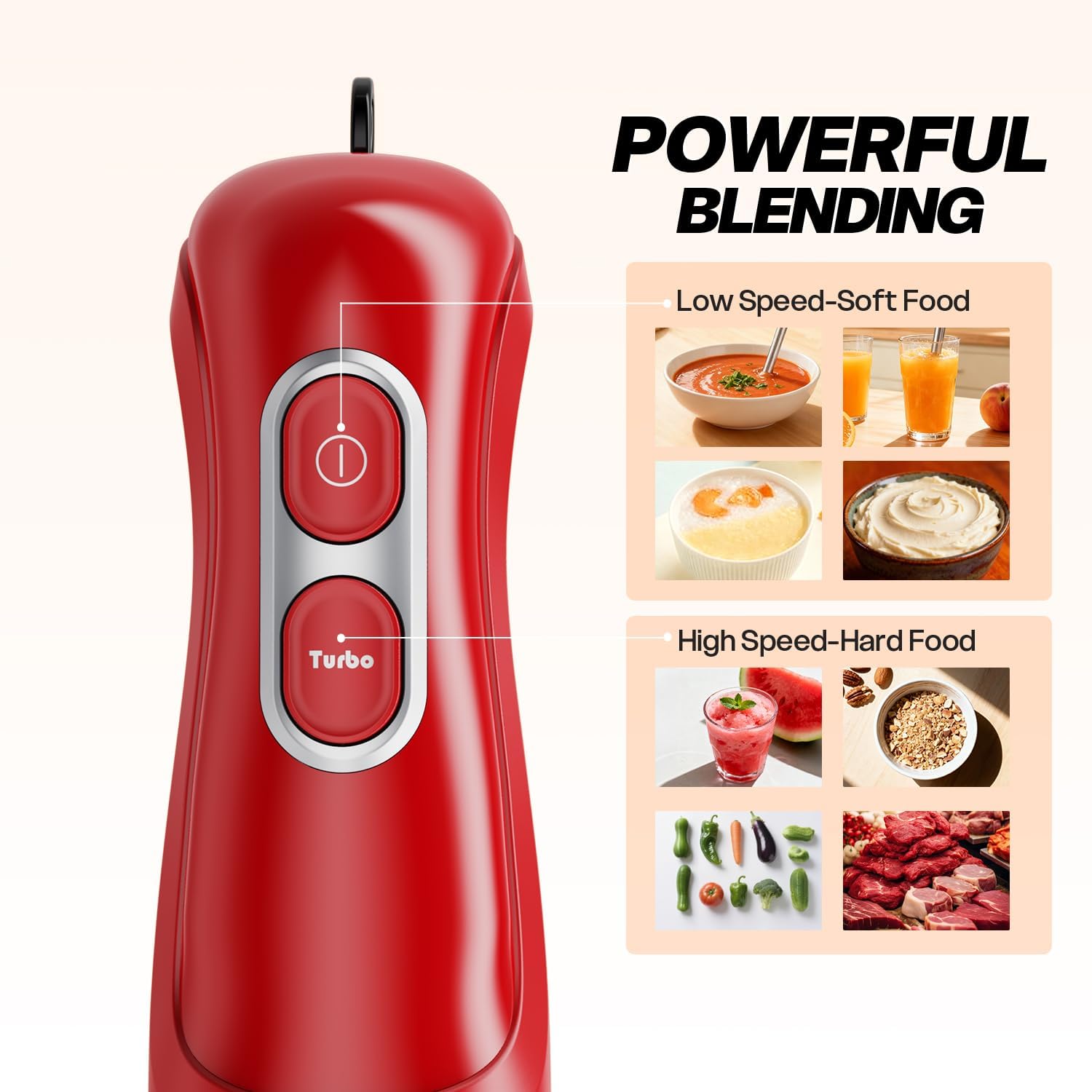 Skiennix Immersion Blender - Handheld Electric Stick Mixer with Stainless Steel Blades | 2 Speed Settings for Smoothies & Soups