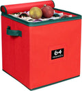 HOLDN’ STORAGE Christmas Ornament Storage Box - Adjustable Compartment for 64 Ornaments | Red 3” x 3”