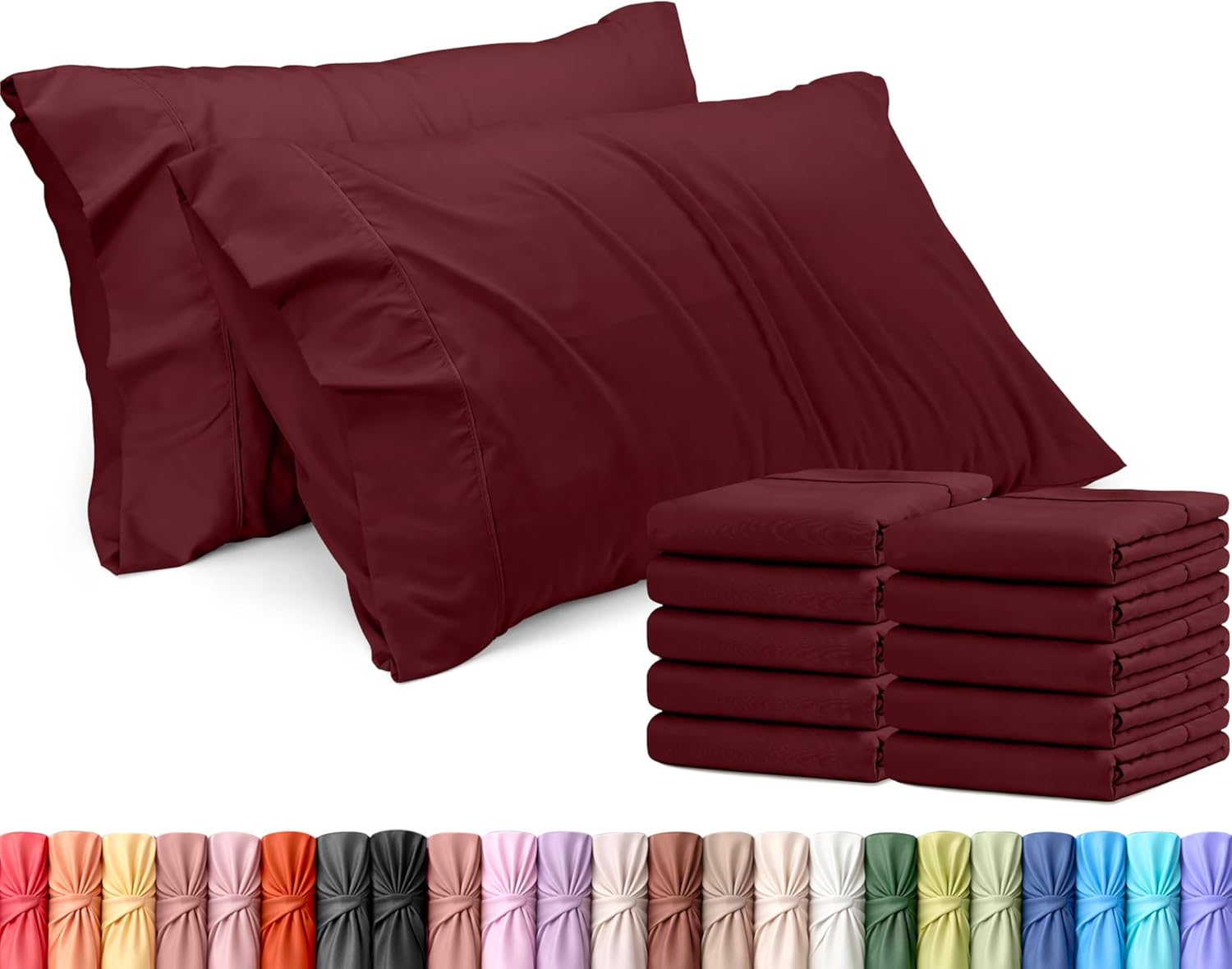 Utopia Bedding Queen Pillow Cases - 12 Pack Soft Brushed Microfiber - Fade Resistant 20 x 30 Inches | Burgundy