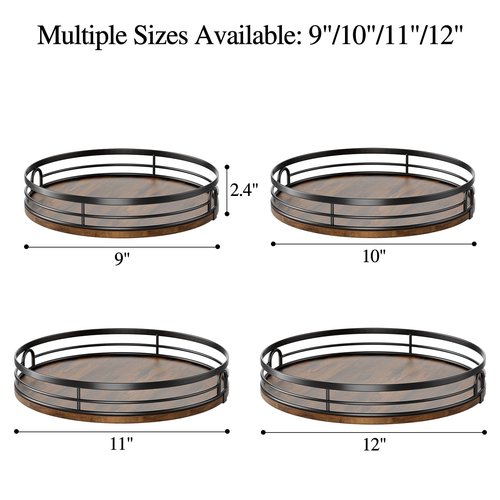 LAMU 9'' Lazy Susan Turntable Organizer for Cabinet, Round Wood Lazy Susan for Table Top, Kitchen, Countertop, Pantry, Spice, Bathroom Vanity, Coffee, Farmhouse Decor