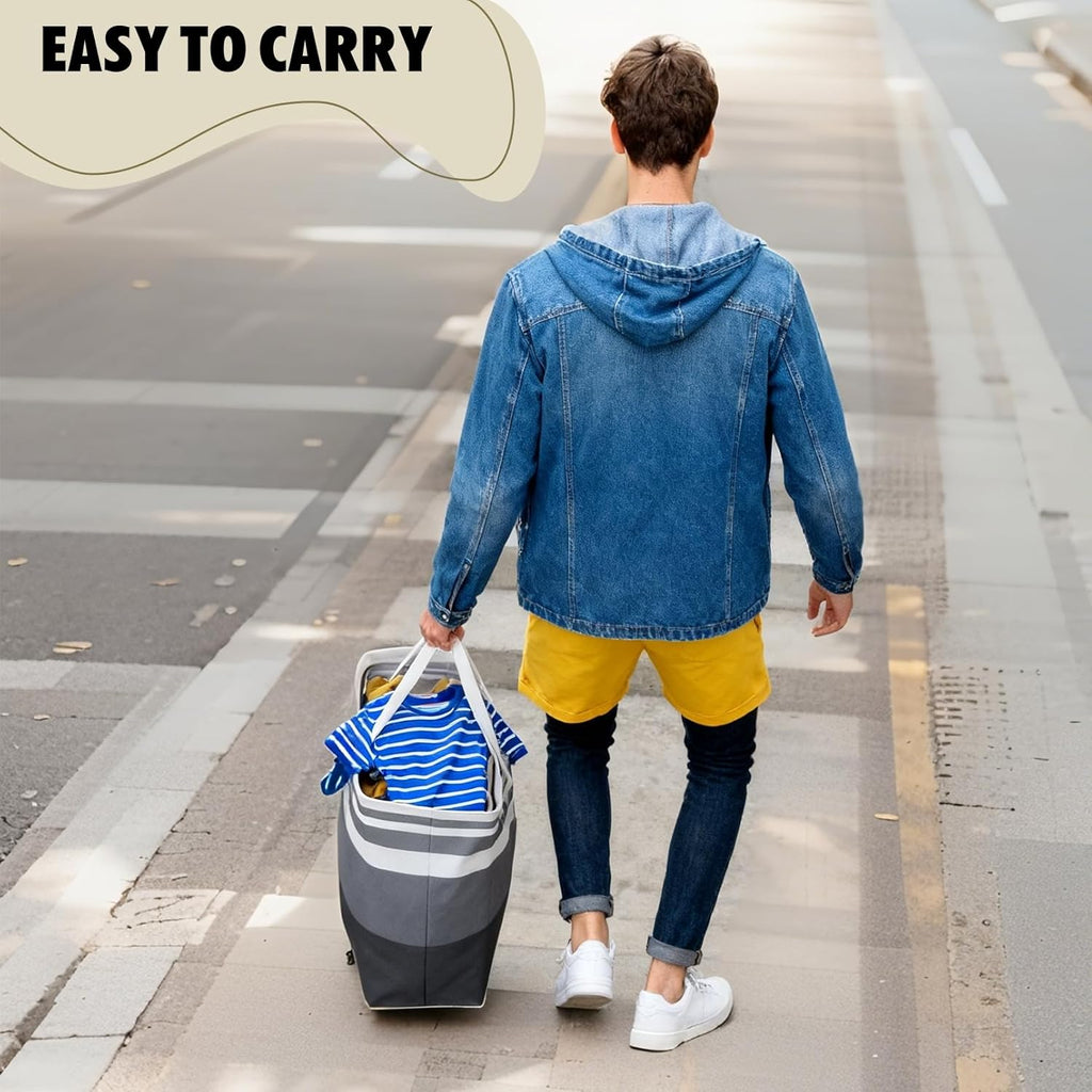Skiennix Large Laundry Basket - 75L Collapsible Clothes Hamper with Easy Carry Handles | Waterproof Design for Home & Dorm