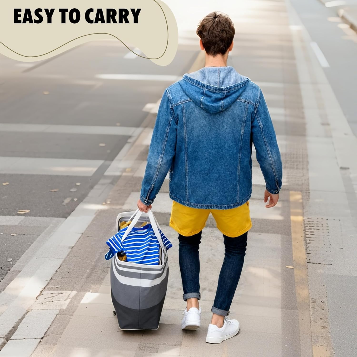 Skiennix Large Laundry Basket - 75L Collapsible Clothes Hamper with Easy Carry Handles | Waterproof Design for Home & Dorm