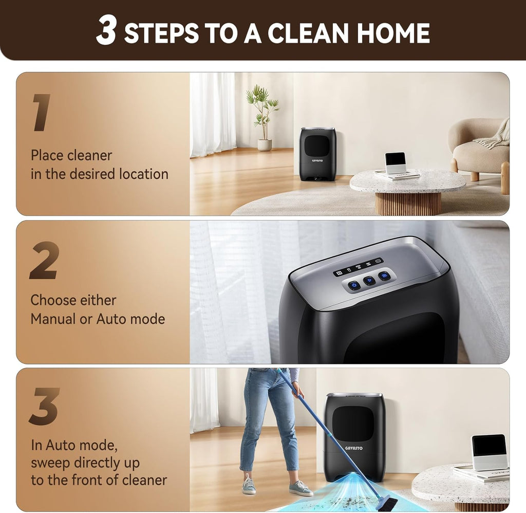 Pro Touchless Vacuum | Automatic Dustpan with Ultra-Fast Power - Ideal for Pet Hair & Food Debris, Bagless, 1500 Watt (Gun Gray)