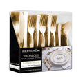 Gold Plastic Silverware Set (200-Pack) – Disposable Heavy Duty Cutlery, 67 Forks, 67 Knives, 67 Spoons for Parties, Weddings, Dinners & Holidays
