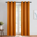 NICETOWN Room Darkening Cafe Curtains - Faux Silk Blackout Drapes for Small Windows | 42" x 84", Orange, 2 Panels