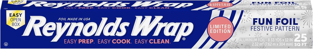 Reynolds Wrap Fun Foil - Festive Firework Pattern Embossed Aluminum Foil Roll | 25 Sq. Ft. for NYE Celebrations