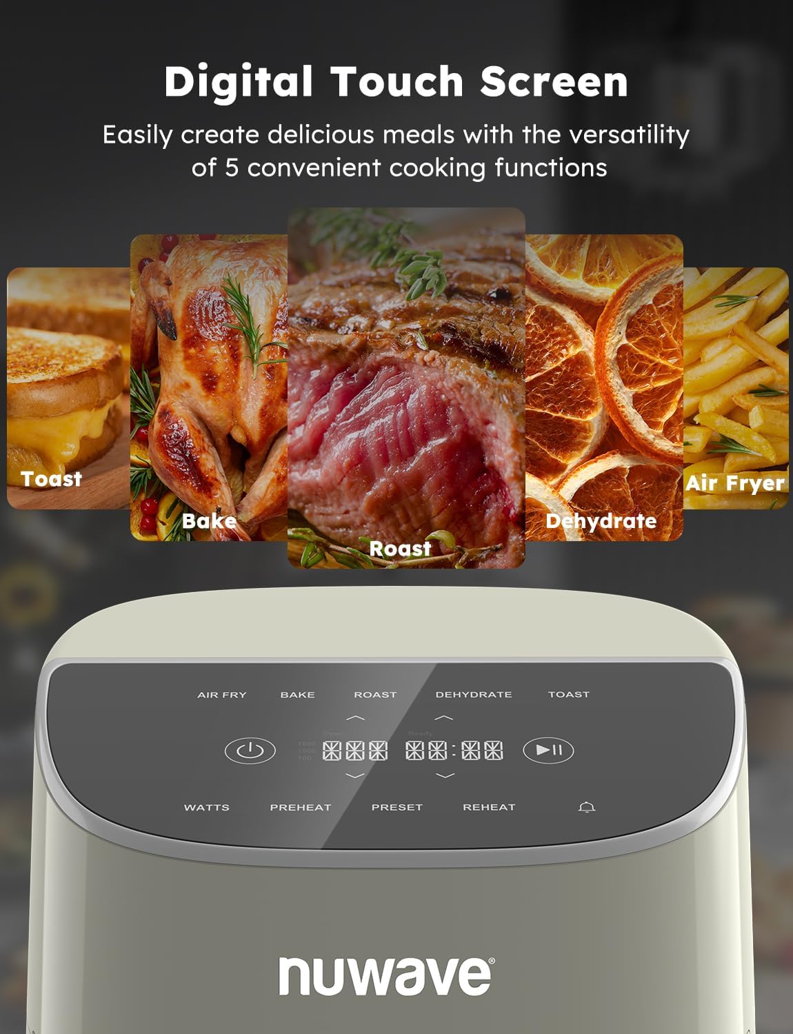 Nuwave Brio Plus 8 Qt Air Fryer - PFAS Free, Digital Touch Screen, 5 Cook Functions & 100 Presets