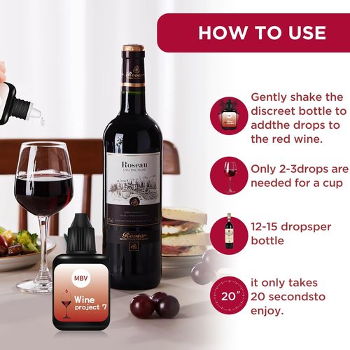 2 Bottles Wine Filter Drops, Red White Wine Lovers Tasteless Purifier Accessories Filters for Histamines and Sulfite, Gifts for Him Men and Women