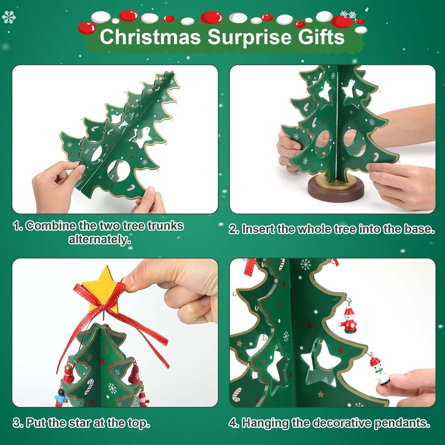 ZEEYUAN Christmas Advent Calendar - 24-Day Countdown Tree Decoration for Kids & Home Decor