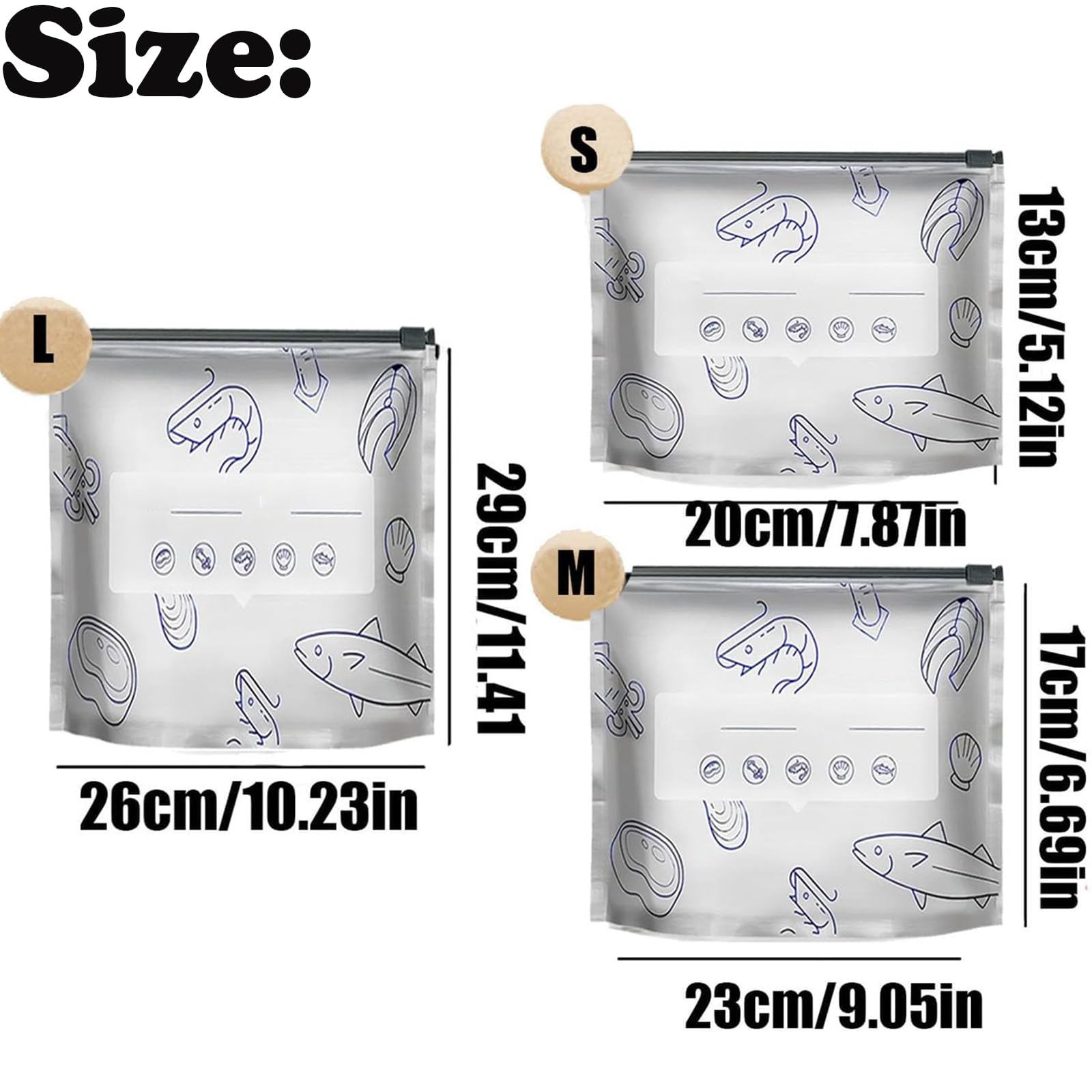 Reusable Aluminum Foil Sealable Storage Bags, 2025 New Resealable Vacuum Zipper Pouches for Food, Stand Up Foil Sealable Bags with Label and Zip Lock for Vegetable Fruit Meat (30PCS, 3 Size)