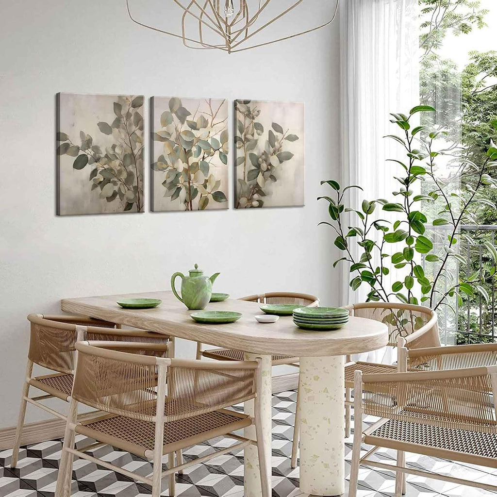 SUAXTCCR Eucalyptus Canvas Wall Art - Modern Botanical Prints for Bedroom & Living Room | 12x16 Inch