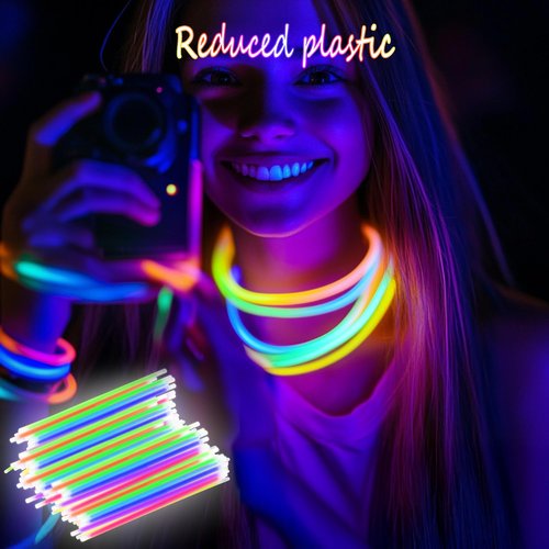 JSronms 300 Ultra Glow sticks bulk party pack，8" Neon Glowsticks Easter Party Favors，Glow sticks for kids，Halloween Glow in the Dark Party Supplies Pack、With Bracelets and Necklaces
