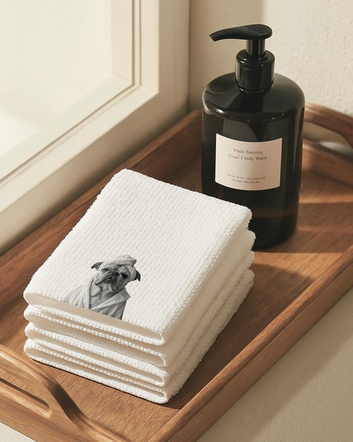FISWAFY English Bulldog Gifts Hand Towels, Dog Bathroom Decor, English Bulldog Lover Gifts for Women Decorative Hand Towels for Bathroom Washroom Spa Gym, 16x24 Inch Set of 2