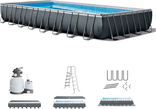 Intex Ultra XTR 32' x 16' Rectangular Above Ground Pool Set - Steel Frame, 2800 GPH Pump & Ladder Included