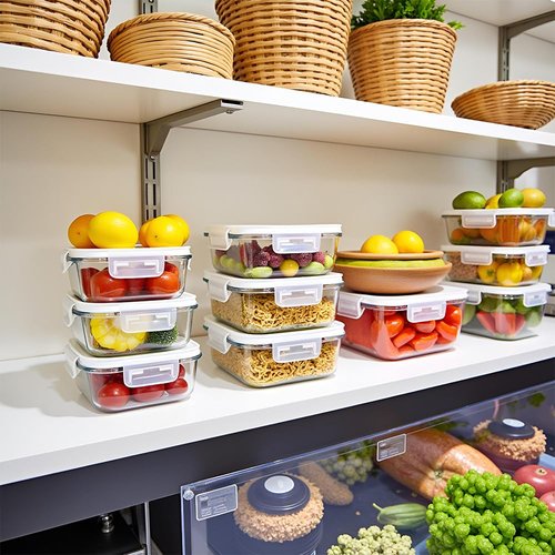 R.repad yay 16oz Square Glass Food Storage Containers With Lids, 2 Cup Square Glass Food Containers With Lids, BPA free Small Meal Prep Bowls for leftovers, Dishwasher, Freezer Safe (8Pack)