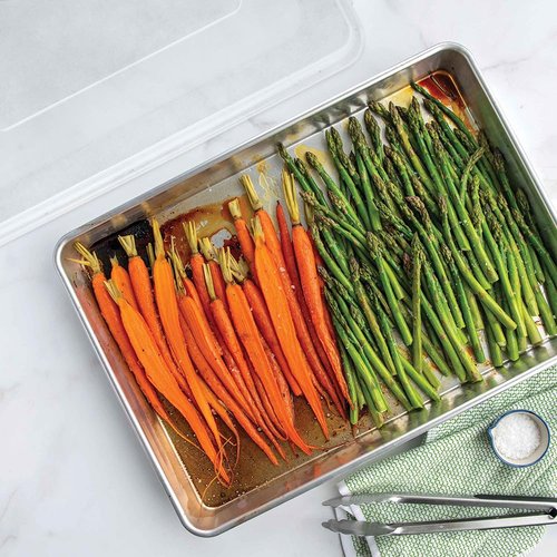 Nordic Ware Extra Large High-Sided Baking Pan, 21.1 x 15 x 2 inches, XL Big baking pan Natural Uncoated Aluminum, Reinforced Steel Rim Prevents Warping, Big Batch with Lid