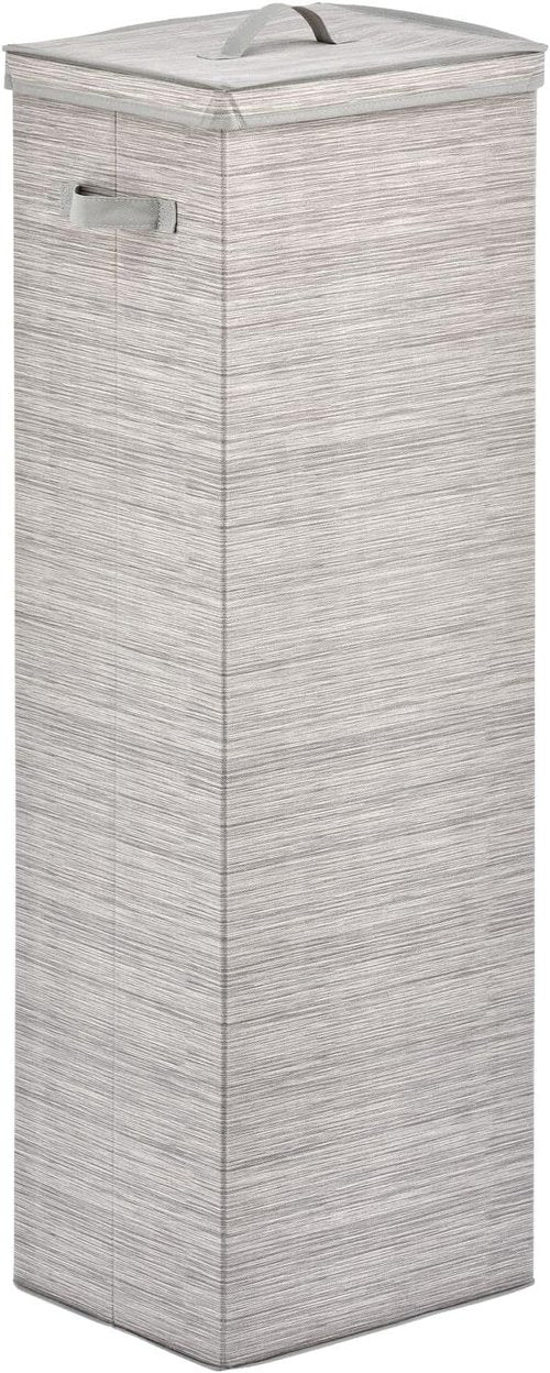 mDesign Gift-Wrapping Paper Storage Box - Tall Organizer with Handles, Removable Lid, Stripe Taupe/Tan